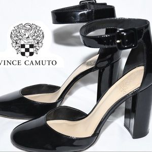 Vince Camuto black patent block heel sz 8 1/2M